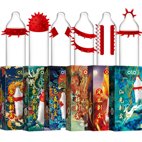 OLO Guochao 001 condom vitality pack ultra-thin air sleeve thread passion pack condom special-shaped soft thorn condom