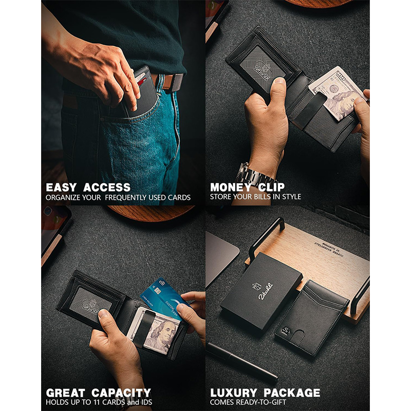 Amazon American Gold Clip Wholesale Paquete de tarjeta de cambio antirrobo posición de tarjeta múltiple apertura wallet primera capa billetera de piel de vaca personalizada