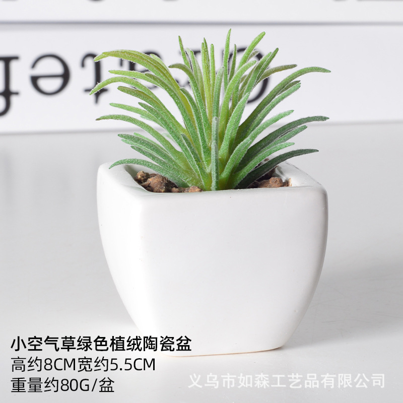 Simulación de cerámica bonsai de carne doméstica decoración de escritorio de oficina plantación verde maceta props de disparo maceta combinada artificial image 54
