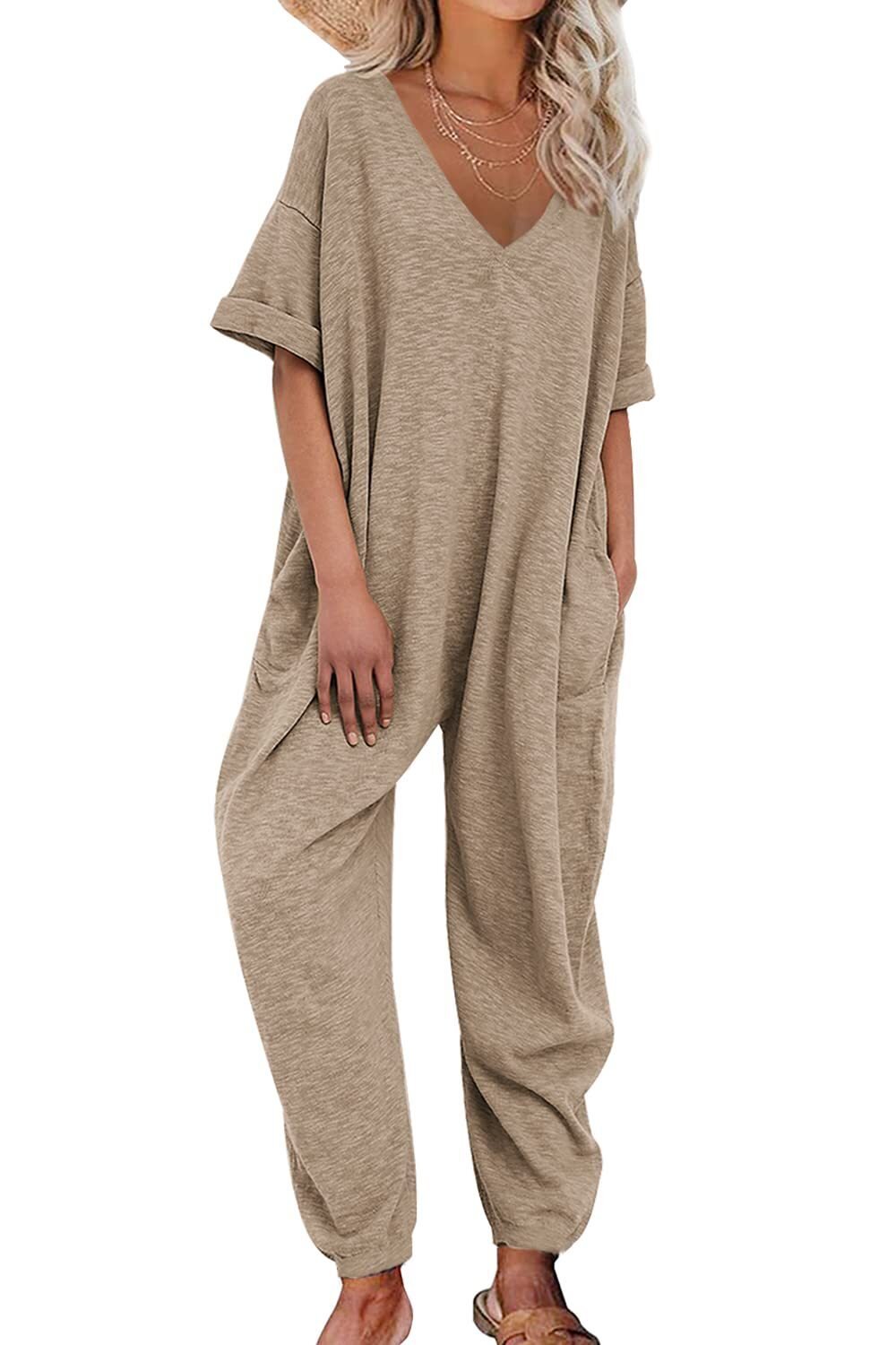 2023 Mono de mujer colorido con cuello en V de media manga mono largo atado al tobillo