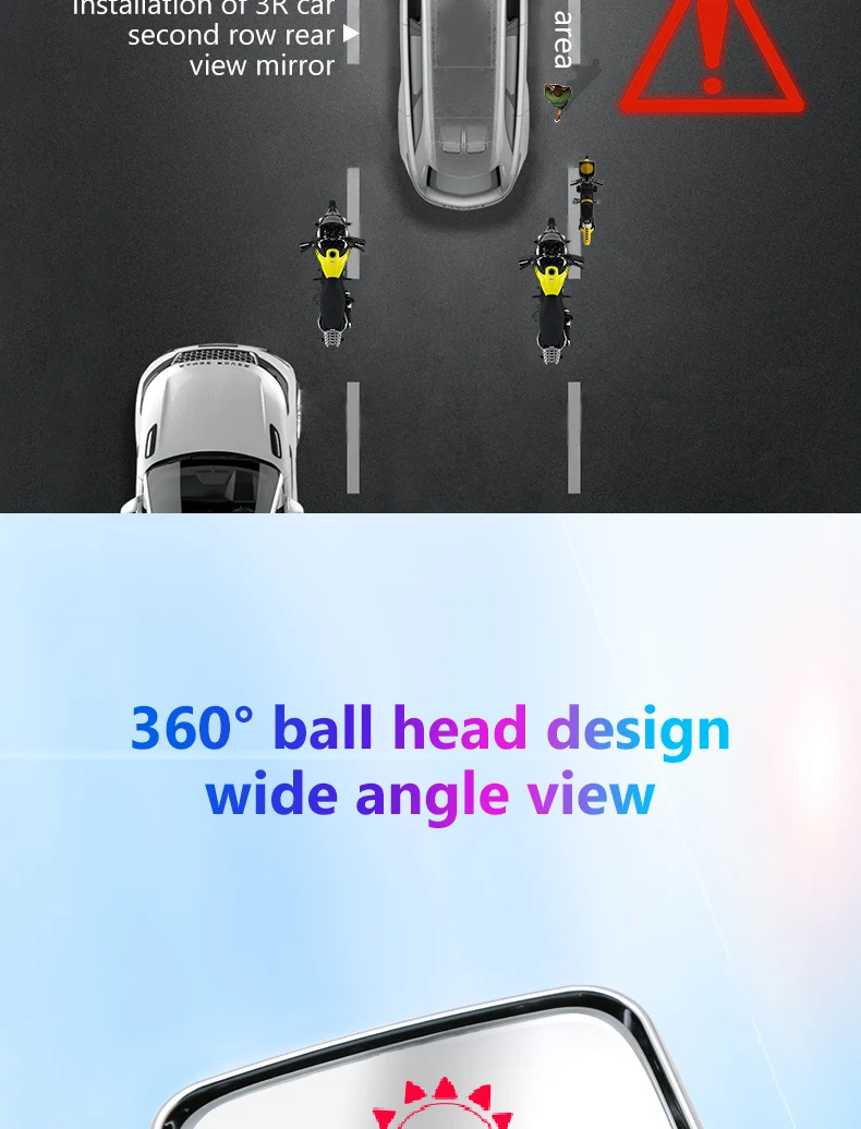 Car Rearview Mirror, Auxiliary Steering Mirror, Flexible, Compact, Multi-Angle Mirror, Convenient 3D Viewing Mirror, High-Looking Steering Mirror