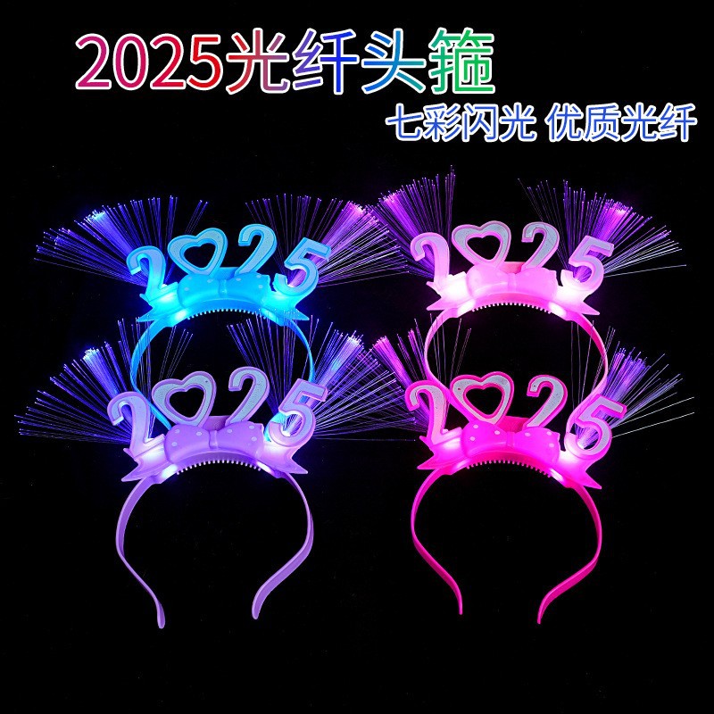 2025 lazo luminoso diadema de fibra óptica hebilla luminosa moda de año nuevo tocado creativo decoración de año nuevo