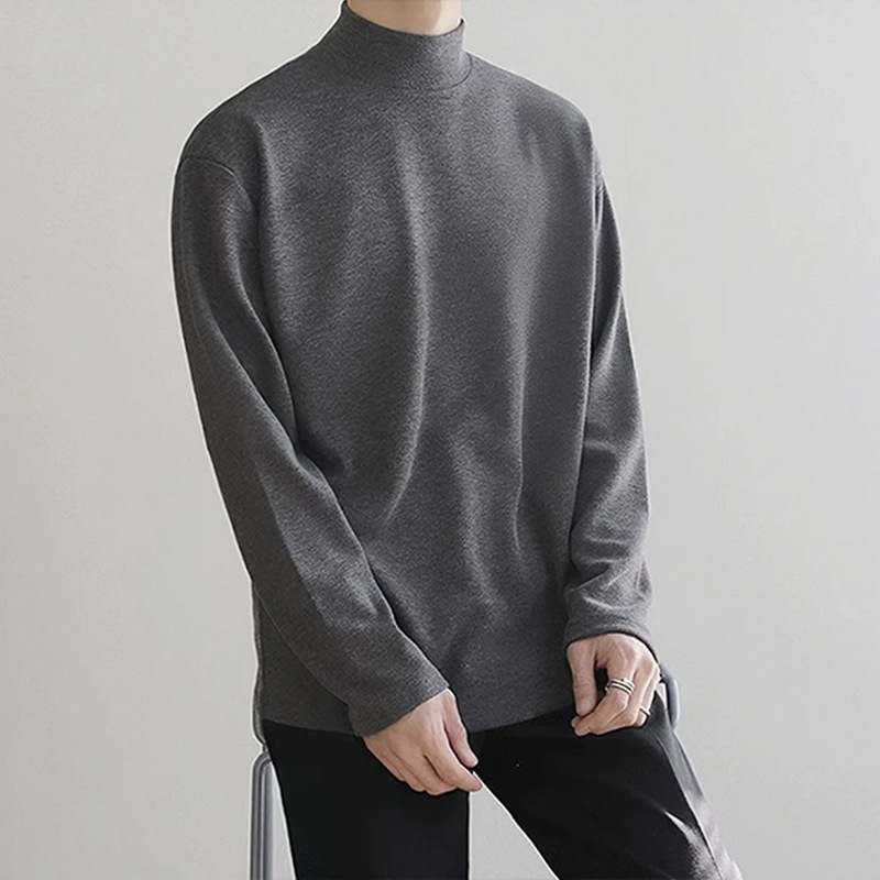 드 벨벳 하프 터틀넥 다크 그레이