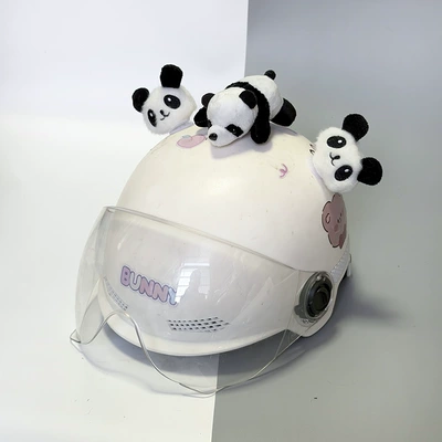 Electric Vehicle Helmet Decorative Doll Red Panda Cat Ear Accessories Motorcycle Full-Face Helmet Quick Release Cat Ear Stickers Wholesale