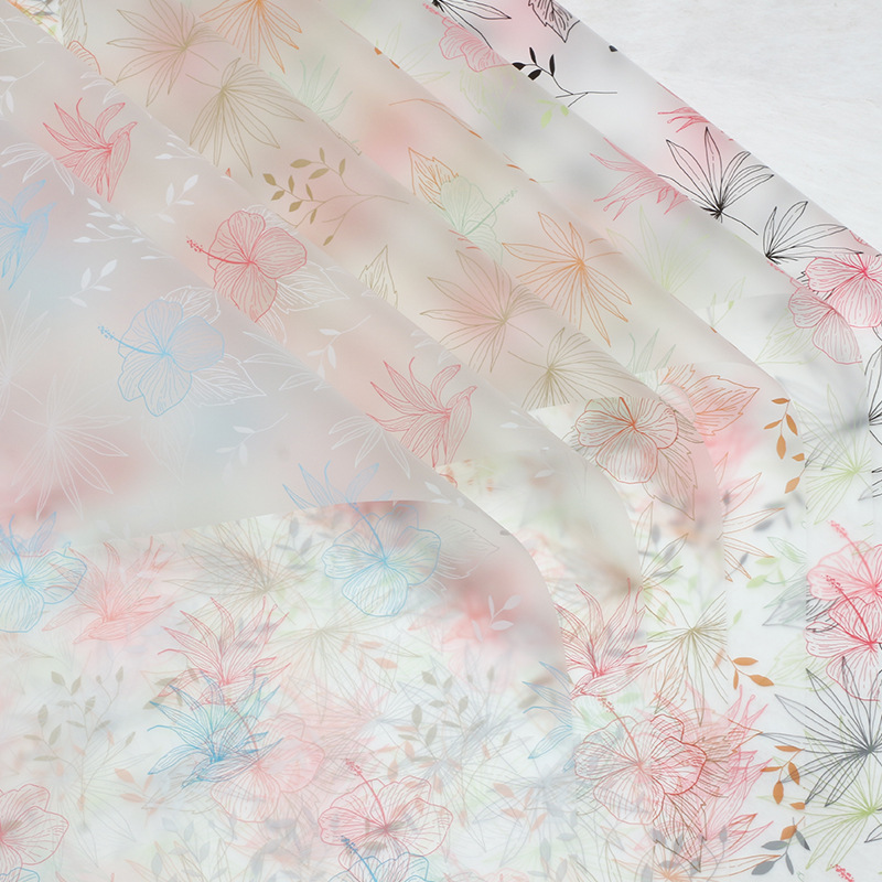 HUAXI NOSA Papel de vidrio Pinellia Pequeño fresco red roja impermeable OPP flor florista ramo de flores papel de embalaje