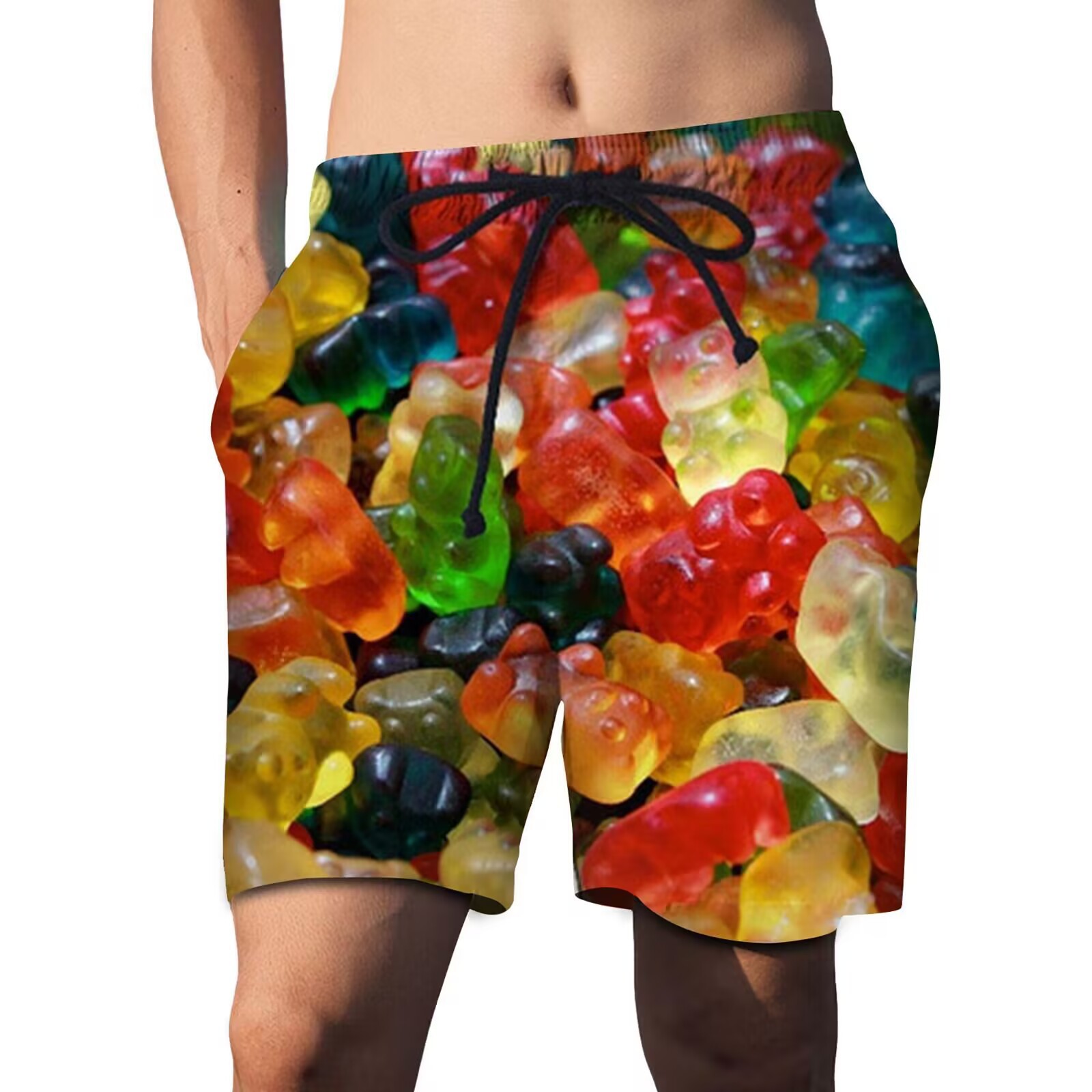 Mais vendidos calças retas com impressão digital de letras 3D, moda praia, shorts casuais masculinos de verão_voghion.com