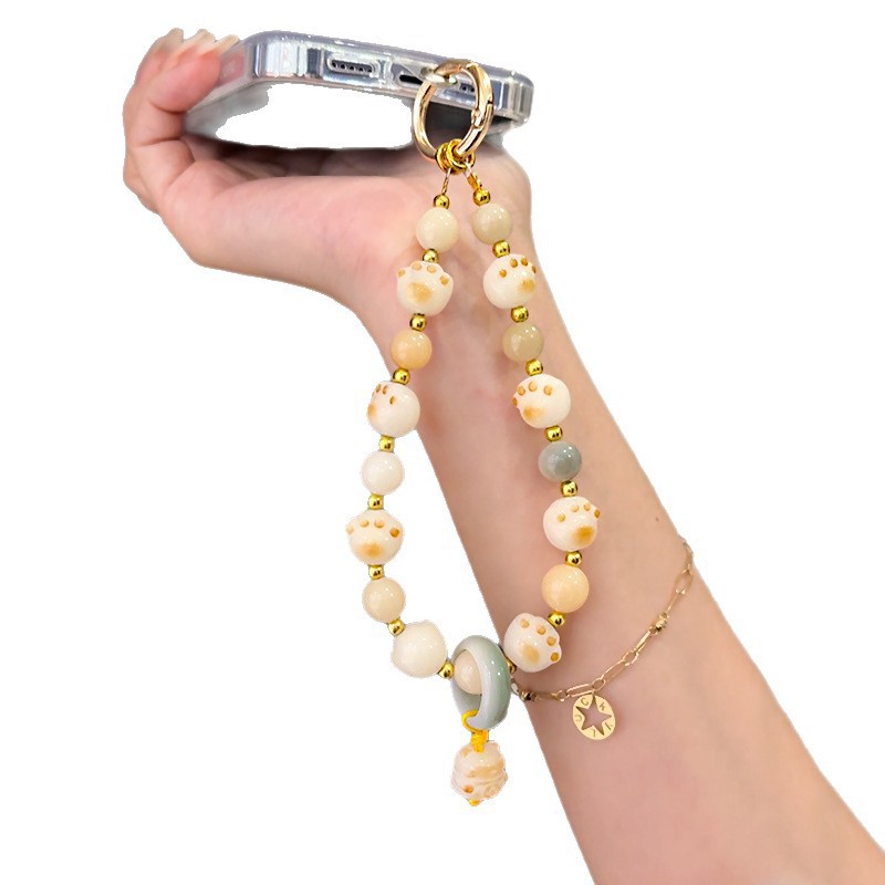 Bodhi Lai Cai Gato Diamante Flash Chain Teléfono móvil de lujo ligero de alto nivel sensación bolso de cristal colgante decoración anti-caída colgante de mano para mujeres
