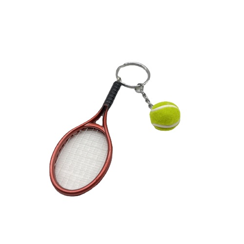Cross-border line tennis keychain pendant simulation mini tennis racket keychain wholesale sporting goods gifts