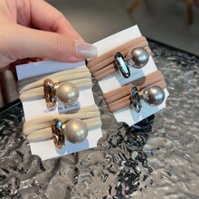 肤感不伤发精致珍珠发圈 毛巾圈发绳耐用皮筋后扎马尾辫头绳ins风