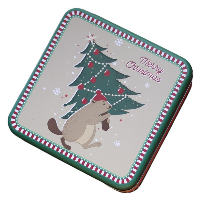 Dongguan Miku Plaza de Navidad Cookie Candy Box Árbol de Navidad ancianos caja de hojalata en stock al por mayor