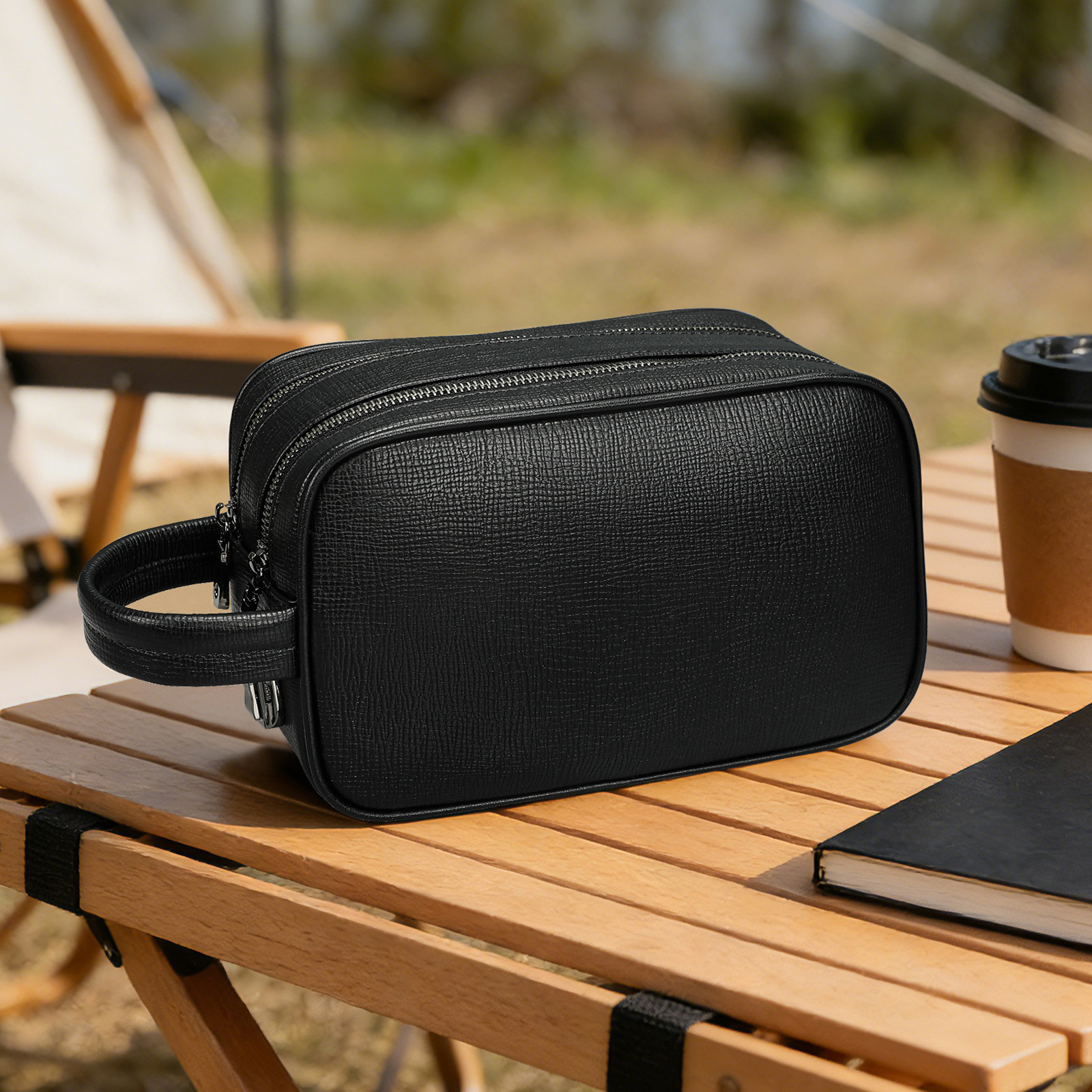 Men's Genuine Top Layer Cowhide Leather Business Clutch Bag With Anti-Theft Combination Lock High End Travel Handbag Black Brown_voghion.com