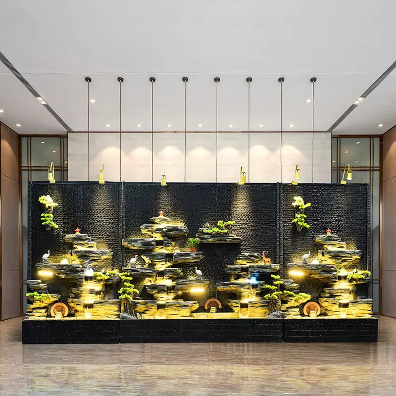 大型水幕墙流水墙屏风庭院别墅景观酒店客厅玄关加湿器循环水摆件