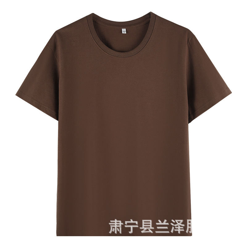 卸売り180グラム夏の薄手半袖男女純色シャツ丸襟綿tシャツ作業服カスタムロゴ