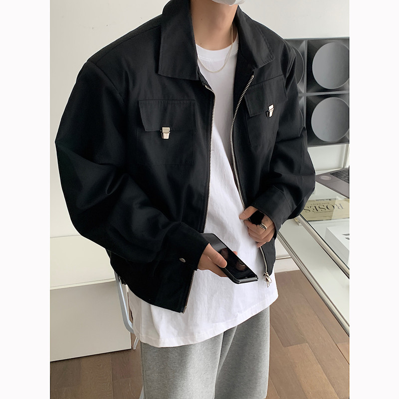 INTFEDAY Korean Style Designer vintage Double Pocket Cover Tooling Jacket Men's Antique Shoulder Pad Jacket
