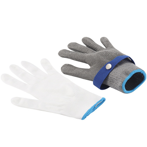 Anti-cut gloves Stainless steel grade 5 steel wire plus PE steel ring iron gloves Anti-cut metal slaughtering repair carpentry