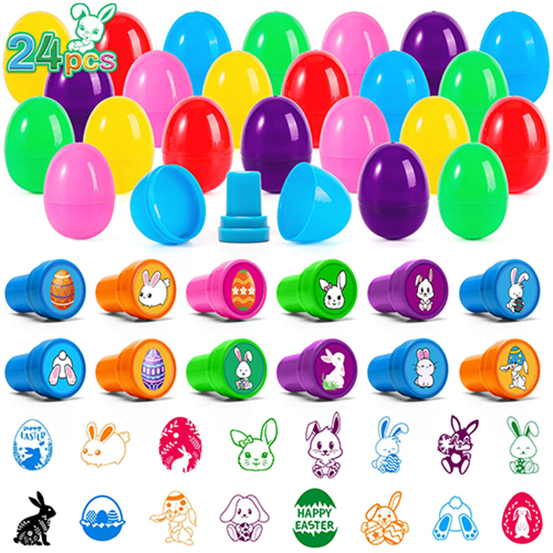 Easter Eggshell Color Egg Easter Cartoon Pattern Stamp Creative Toy Stamp Kindergarten Encouraging Stamp