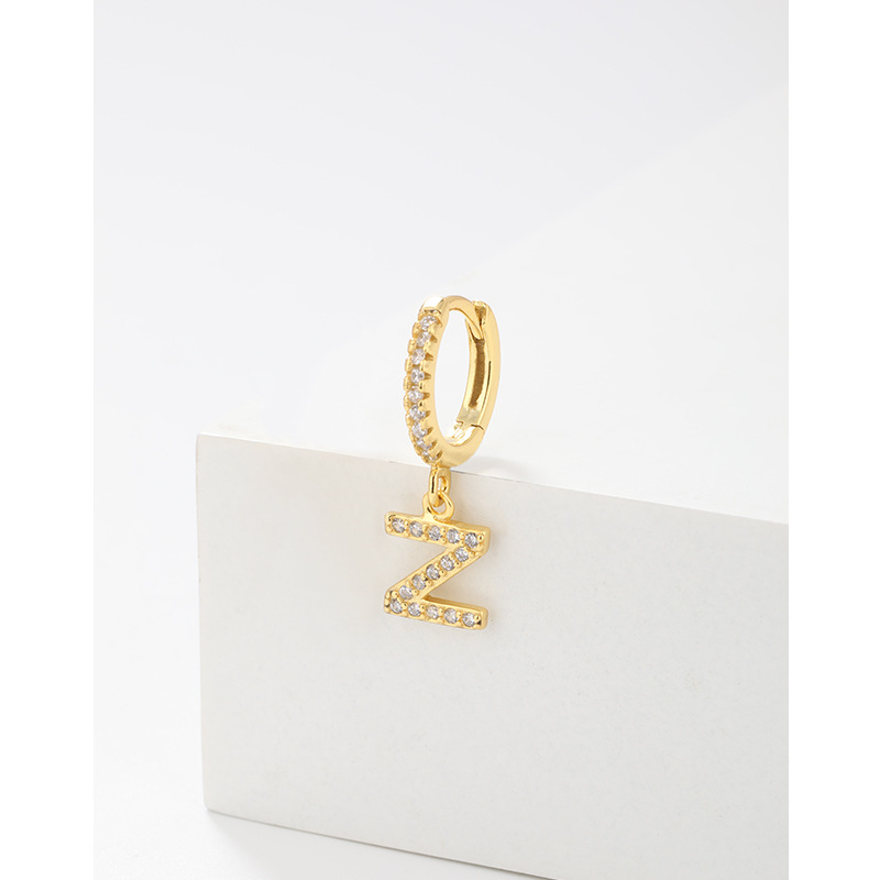 Amazon transfronterizo 925 plata esterlina 26 letras pendientes de estilo europeo y americano pendientes de orejas de orejas de orejas