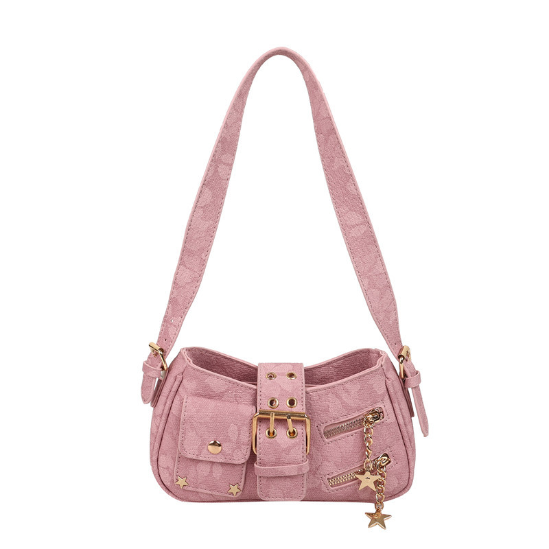 Dulce y fresco bolso de axila de chica caliente 2025 verano nuevo bolso femenino diseño de nicho bolso de hombro flor oscura bolso de mensajero marea