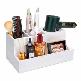 Wooden Bathroom Storage Box Hair Dryer Storage Rack Cosmetics Organizer Box Bathroom Storage Rack