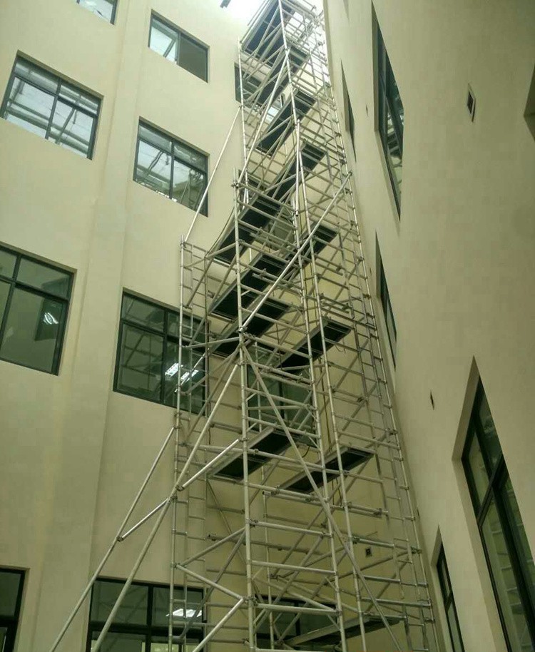 创笙欧标SGS可移动脚手架 铝合金带梯工厂园区佛山厂家双宽斜爬