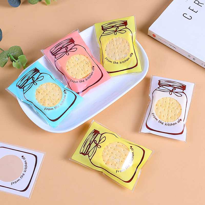 Corea del Sur hornear embalaje bolsa de galletas Amarillo Blanco azul botella bolsa de galletas autosellante palillos bolsa de dulces 7*10 + 3