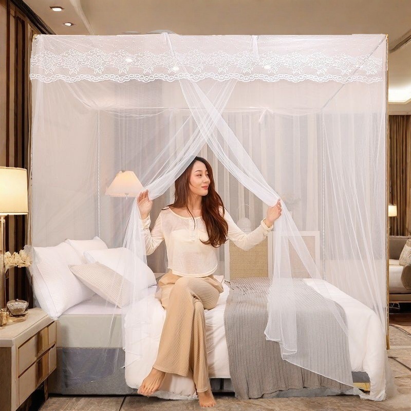 Household Mosquito Net for 1.5m Double Bed with Reinforced Frame, Encrypted Frame, 1m Traditional Single-Door 1.8m Patterned Net