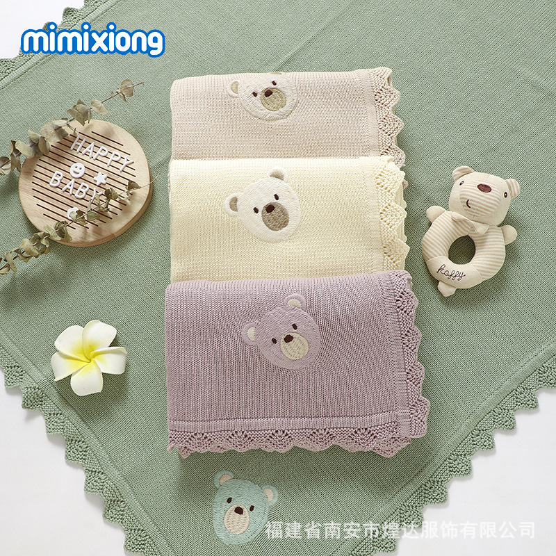 INS venta caliente primavera y otoño nuevo bebé tejido lindo oso patrón bolsa cubierta a prueba de viento para cochecitos de bebé para hombres y mujeres