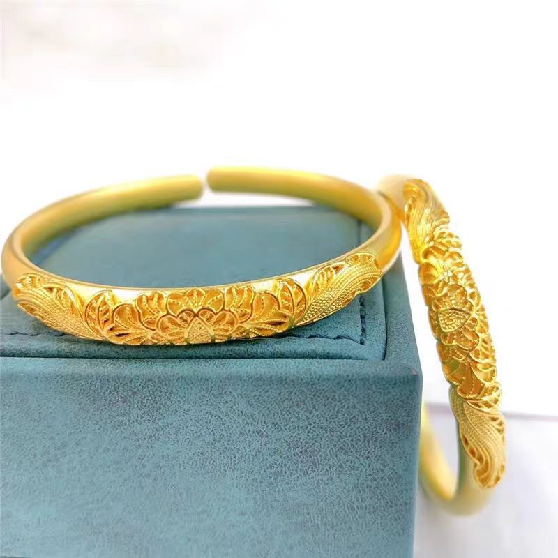 Brass Gold-plated Open Peacock Peony Bracelet Exquisite Craft Imitation Gold Bracelet Mother's Day Gift All-match Mother's Day Gift