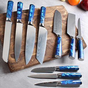 Amazon Spot Wholesale Damascus Chef Set Knife Chef Knife Vegetable Slicing Chef Knife Santoku Knife
