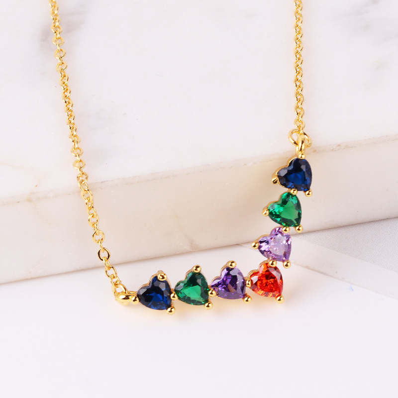 Fashion Devilu0027S Eye Heart Shape Flower Copper Gold Plated Inlay Zircon Pendant Necklace