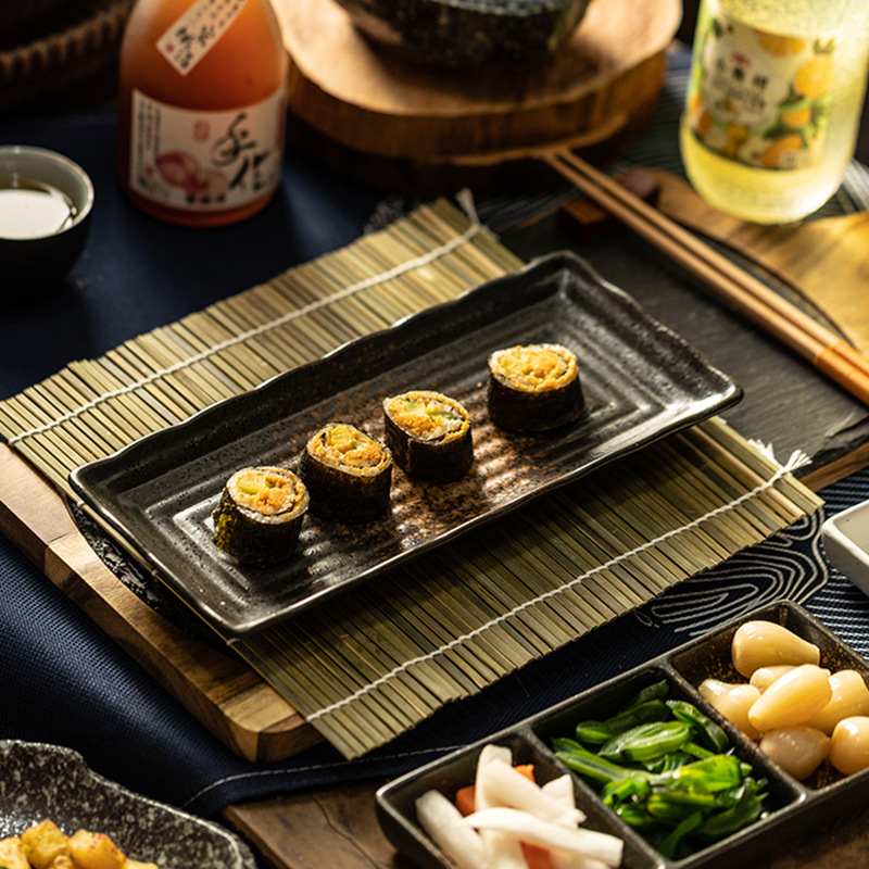 寿司卷帘青皮竹帘手工编织日料工具紫菜包饭寿司工具寿司帘寿司席