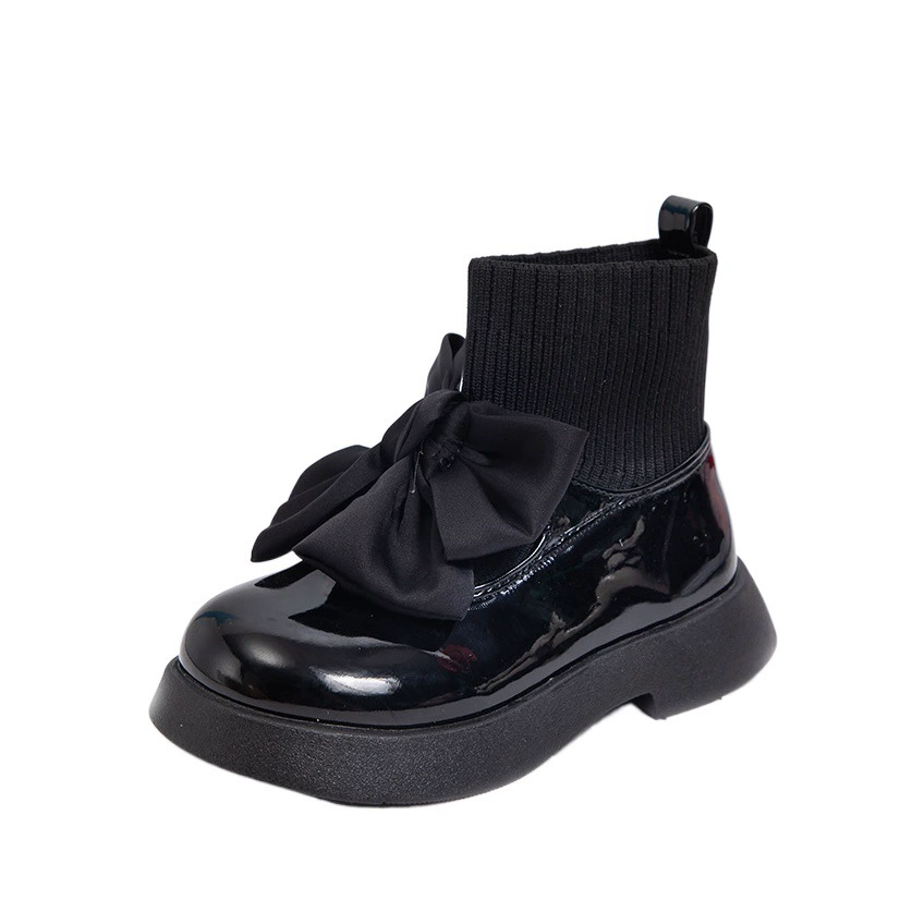 Яркие кожаные носки с бантом для маленьких девочек, сапоги 2024, весенние корейские милые туфли принцессы, модная кожаная обувь для девочек, модная