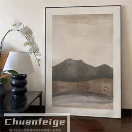 北欧铝合金高级感油画布壁画风景客厅挂画玄关装饰画喷绘油画画