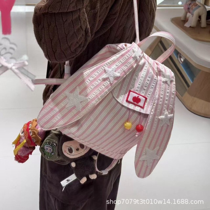 Japanese and Korean Student Schoolbags, Soft and Cute Ins, Cute Rabbit Ear Bags, Large Capacity Backpacks, Versatile Outdoor Work Clothing Backpacks Y4