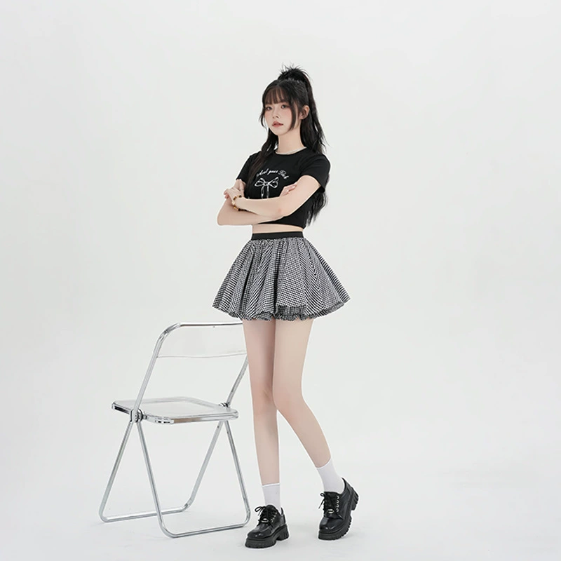 Юбка-бутон в клетку контрастного цвета, миниатюрная юбка, короткая юбка, летняя юбка А-силуэта с высокой талией, юбка-пачка