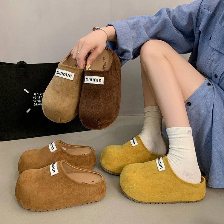 真皮厚底勃肯鞋女2025新款复古百搭休闲鞋一脚蹬懒人包头半拖鞋女|undefined