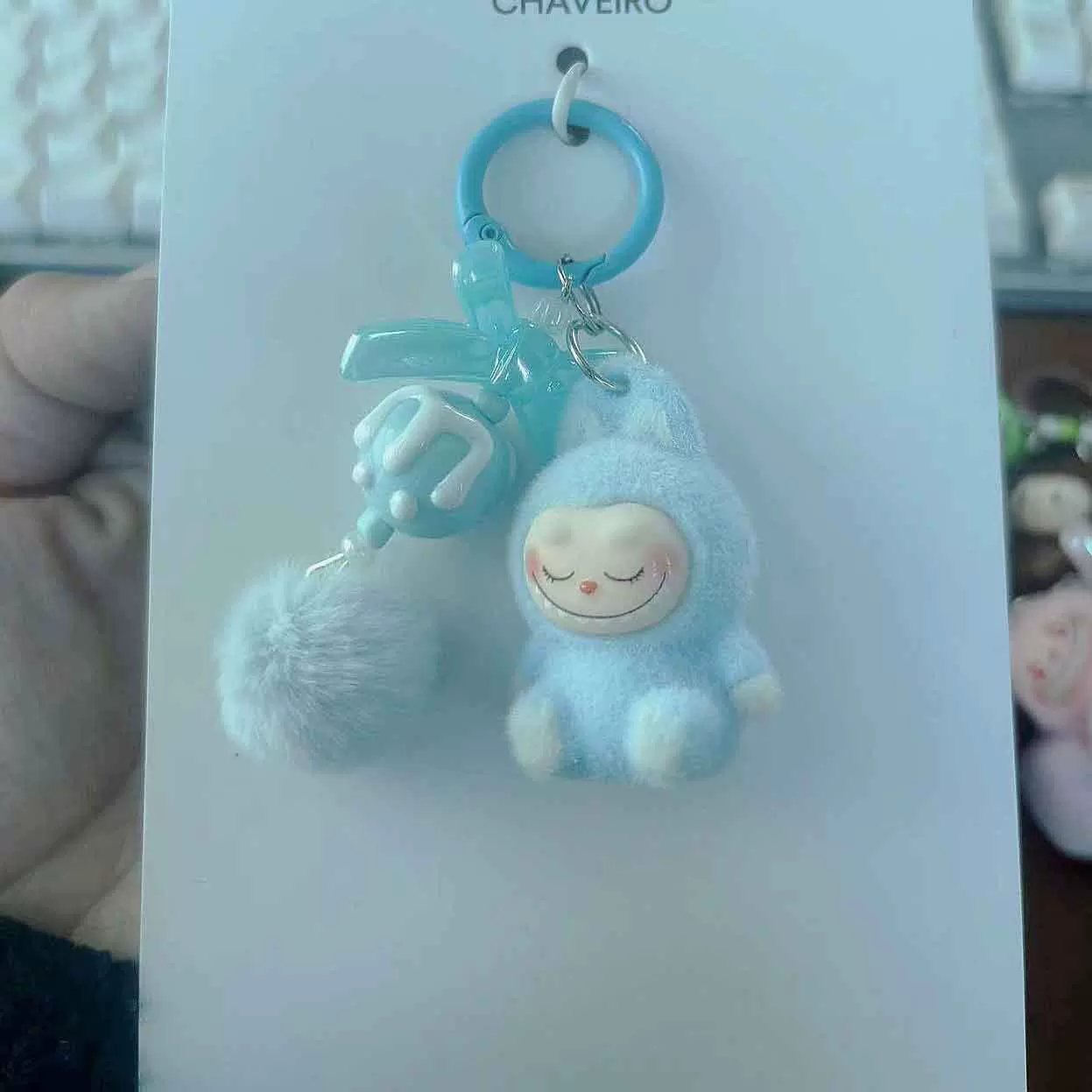 跨境爆款立体绒拉布布钥匙扣挂件批发可爱卡通萌粒泡泡摆件包包
