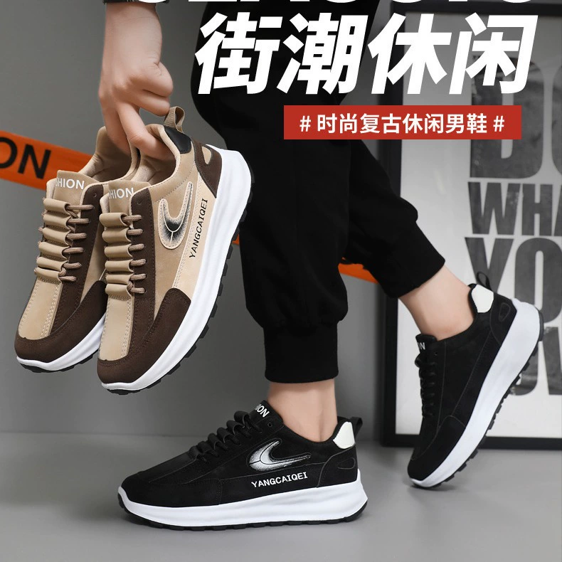 Мужская обувь, новинка весны 2025 года, туфли без шнуровки, универсальная повседневная спортивная обувь на толстой подошве, модная обувь, трансграничная мужская обувь для пап