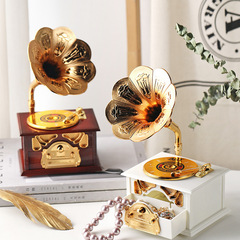 Retro Nostalgic Gramophone Music Box Creative Eight-Track Home Bedroom Shop Ornament Valentine's Day Gift