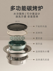 圍爐煮茶家用室內燒烤桌戶外摺疊野餐炭烤肉桌木碳火爐架庭院便攜