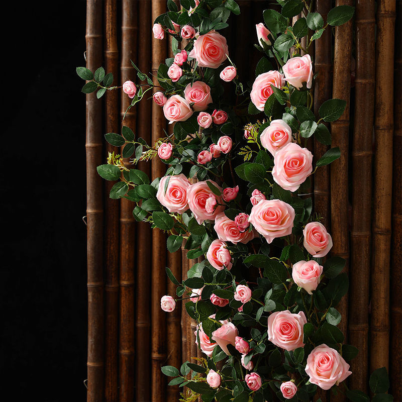 simulation rose Artificial flower Rattan suspended ceiling air conditioner The Conduit Wedding celebration decorate metope Occlusion Landscaping Botany Twine Vine