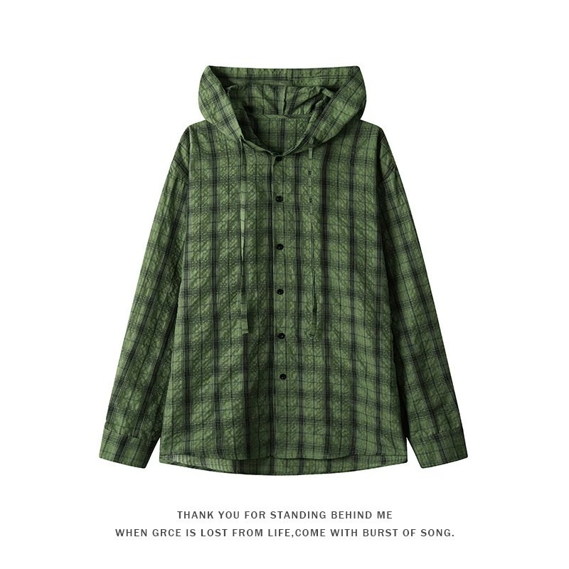 2026 Summer Unisex Versatile Plus Size Hooded Plaid Long Sleeve Shirt, Lightweight, Breathable, Sun-Protective Shirt Jacket