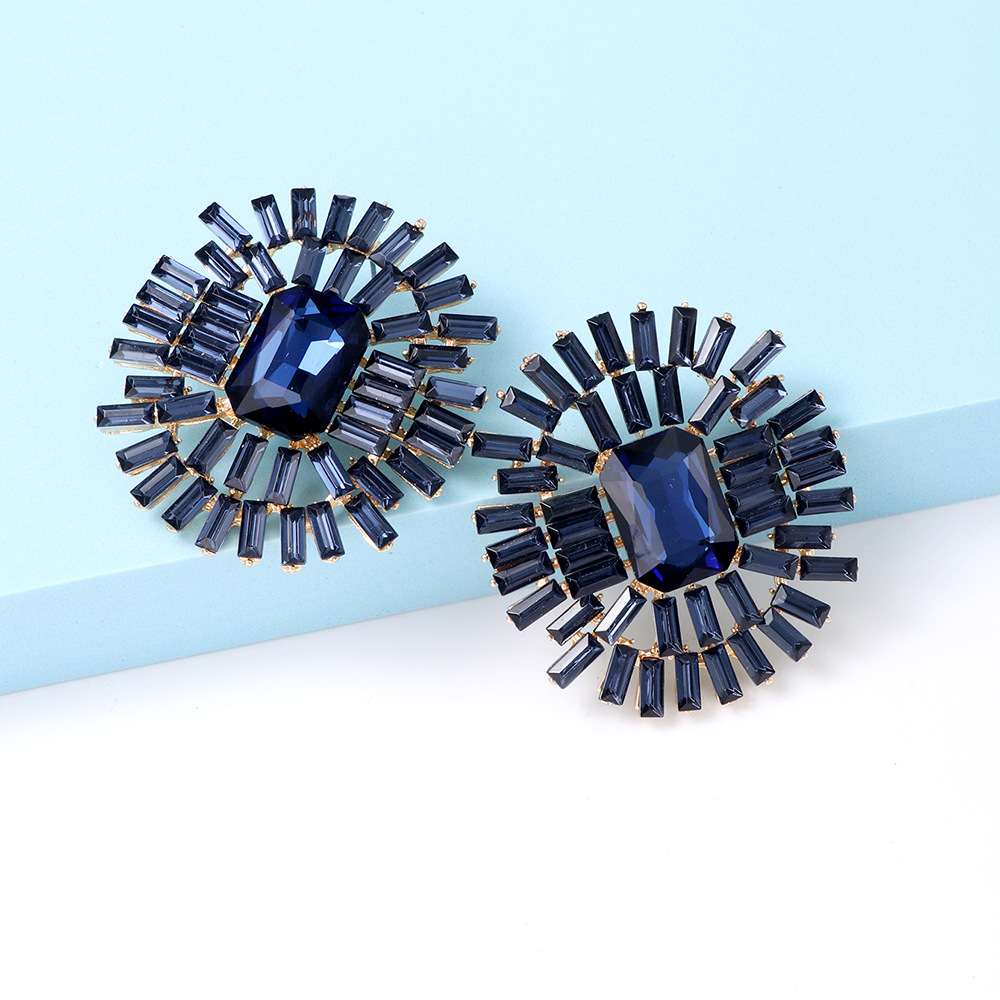 Simple Style Geometric Alloy Inlay Rhinestones Womenu0027S Ear Studs 1 Pair
