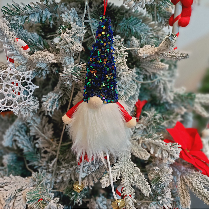 Decoraciones navideñas campana pierna colgante con luces Rudolf muñeca bosque hombre lentejuelas luminosas sin rostro