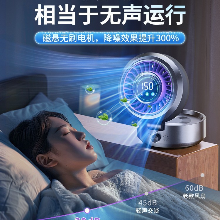 智能冰感桌面小风扇空调循环扇USB充电静音办公室桌面壁挂风扇|undefined