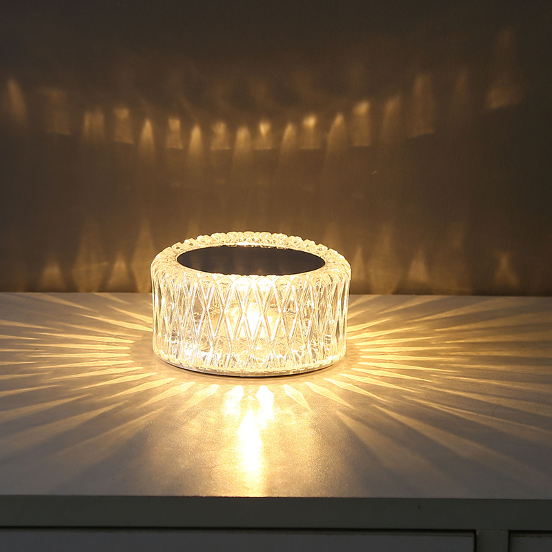 Cross-border influencer themed ambiance light bed-side minimalist crystal desk lamp creative charging night light gift