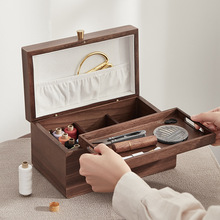 針線盒實木家用多功能實用縫紉工具套裝收納盒針線包結婚嫁妝