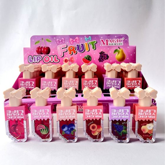 Magic24 Pack Cartoon Lipstick Water 6 Color Water Glass Temperature Change Lip Glaze Moisturizing Waterproof Lip Gloss
