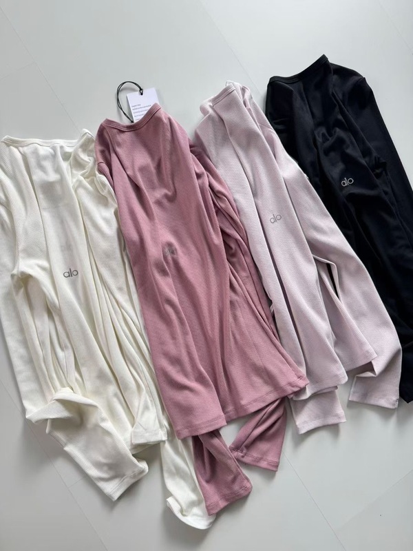 瑜伽打底衫修身圆领ALO女款RIBBED MODAL LONG SLEEVE长袖衫舒适|undefined