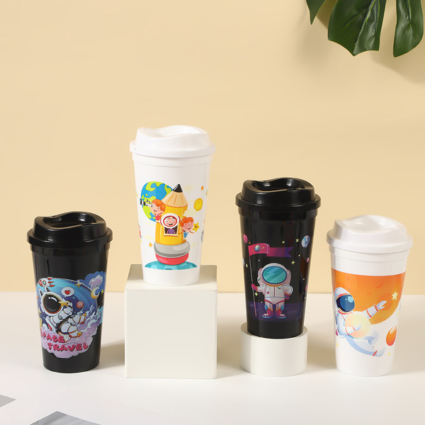 plastic creative children's cute glass with glass